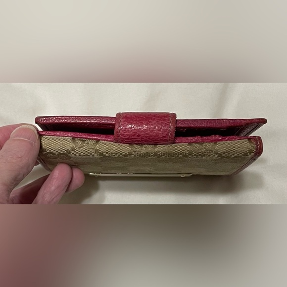 Gucci Authentic Vintage Mono Fabric Compact Wallet, Pink Leather Trim & Interior - Picture 11 of 14
